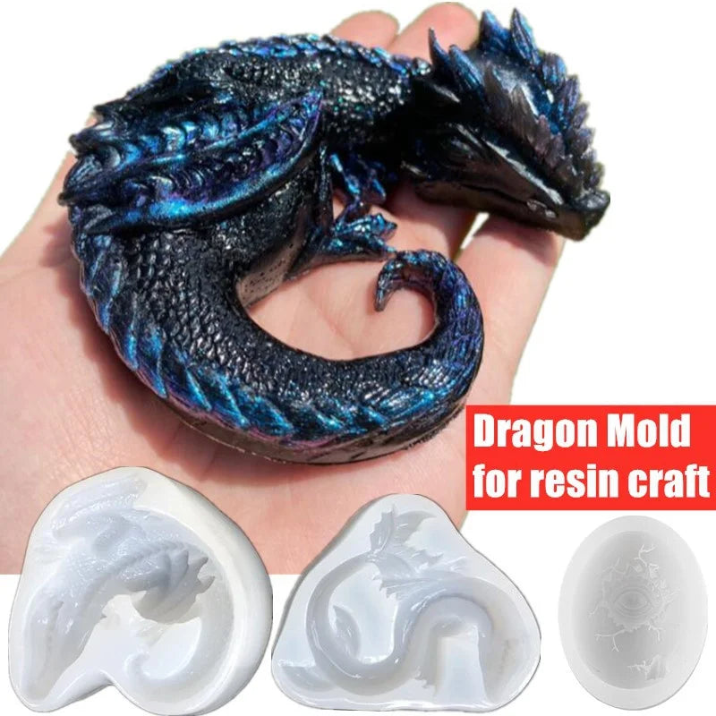 Dragon & Dinosaur Egg Silicone Resin Mold Set – 3 Styles Silicone Resin Mold Qme