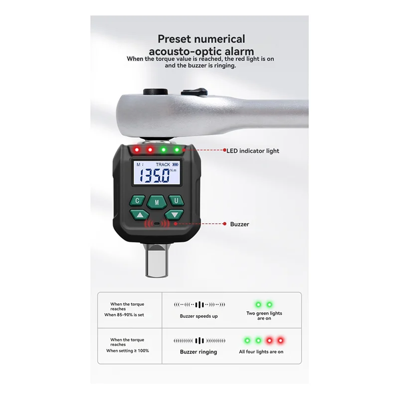 A02F Digital Torque Adapter 3/8" Drive | 10–200 N·m ±2% Digital Torque Adapter Qme
