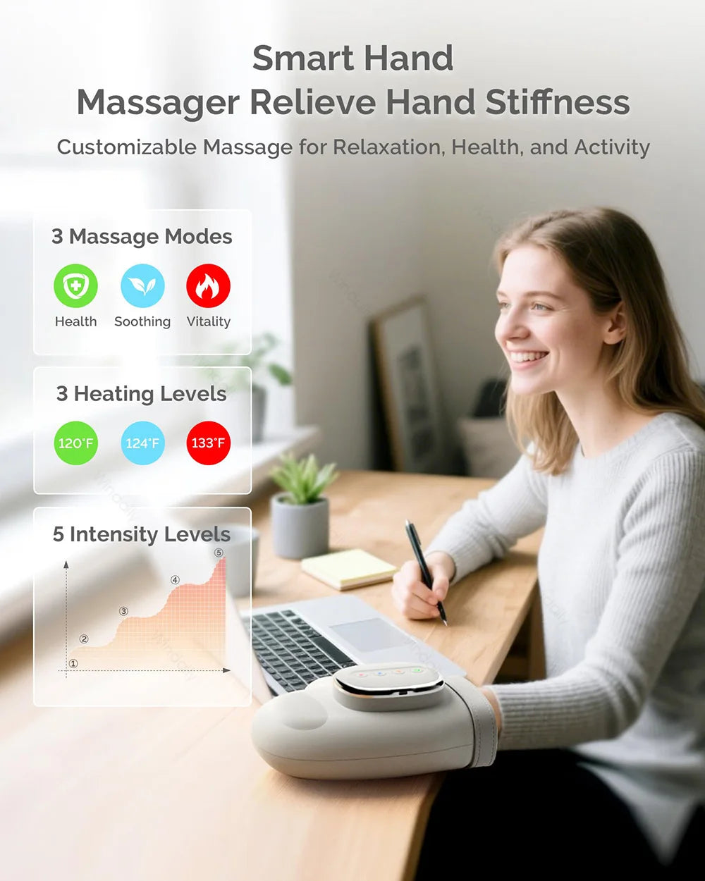 Windaily Smart Electric Hand Massager – Airbag Heat Compression Electric Hand Massager Qst