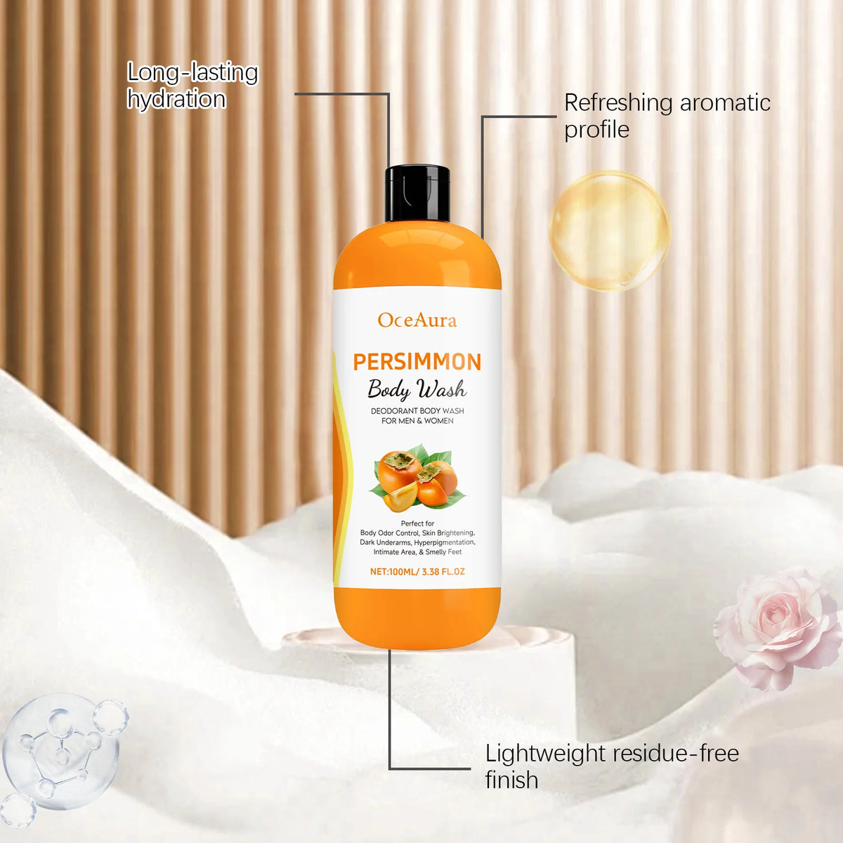 Persimmon Rosemary Body Wash Gel – Moisturizing Daily Shower Body Shower Gel Qst