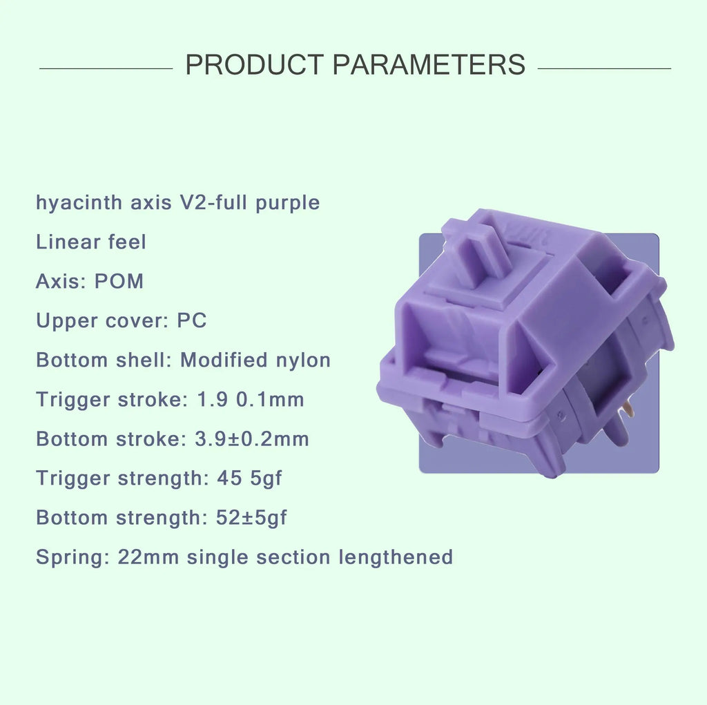 Sillyworks Hyacinth V2U Linear MX Switch – Factory Lubed, 5-Pin Mechanical Keyboard Switch Qme