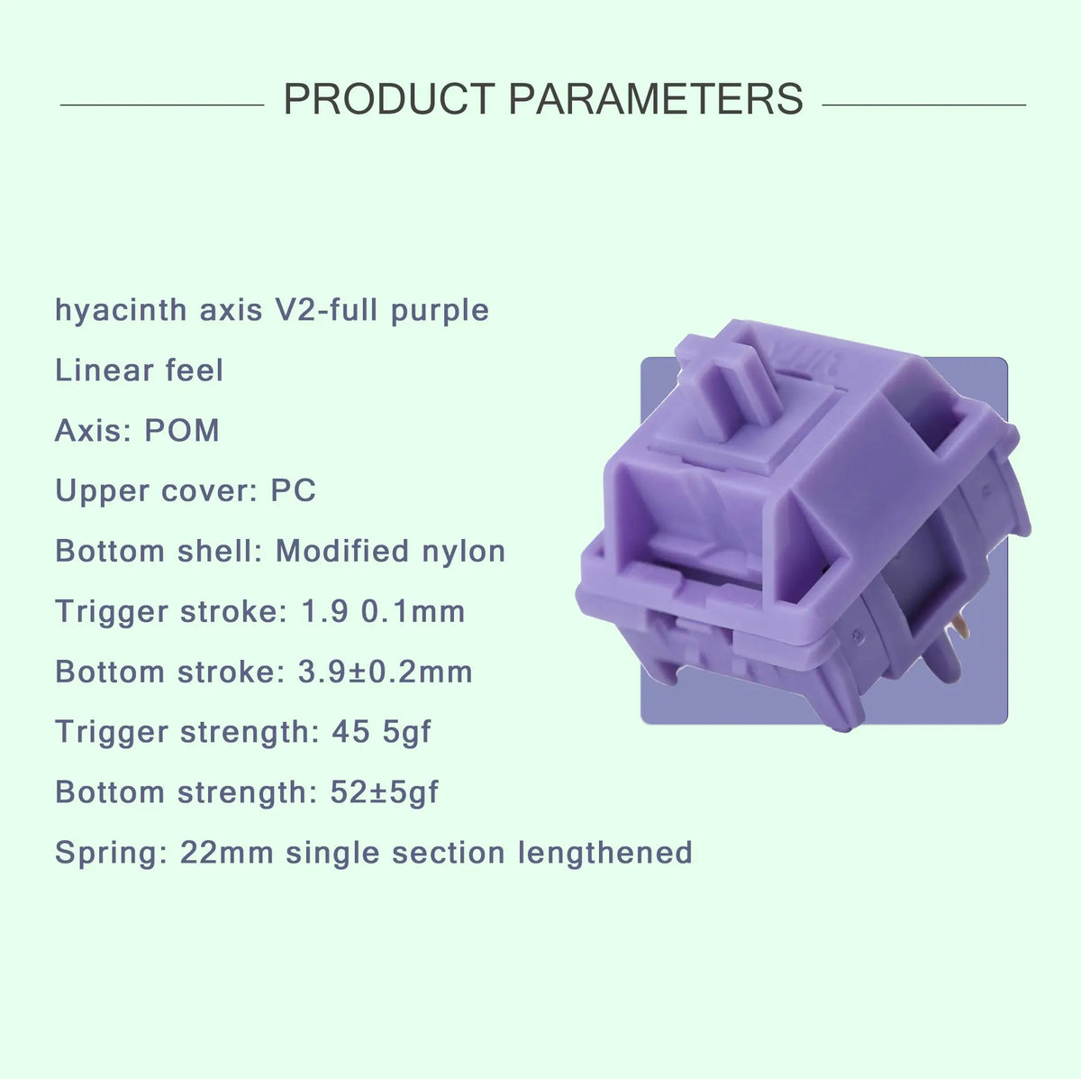 Sillyworks Hyacinth V2U Linear MX Switch – Factory Lubed, 5-Pin Mechanical Keyboard Switch Qme
