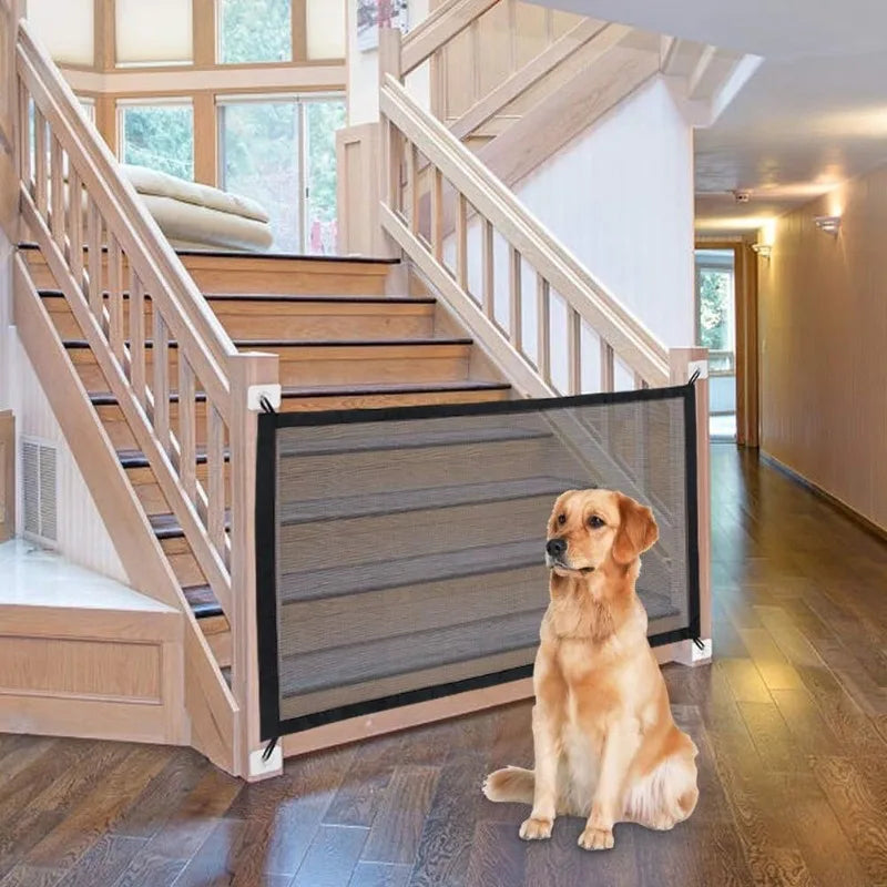 Foldable Mesh Indoor Pet Dog Door Fence – Portable Barrier Indoor Pet Fence Qme