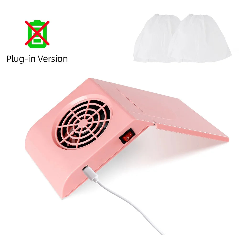 Wireless Foldable Nail Dust Collector – Rechargeable Mini Vacuum Nail Dust Collector Qst Plug in-Pink