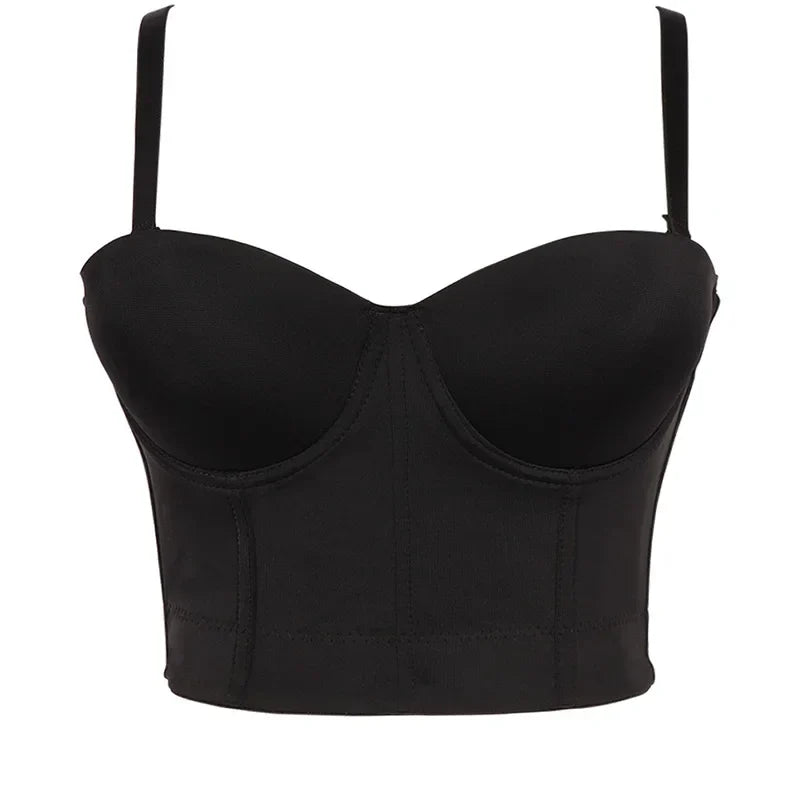 Women's Mesh Push Up Bustier Bralet Corset Top | S–2XL Bustier Bralet Qme BK XL