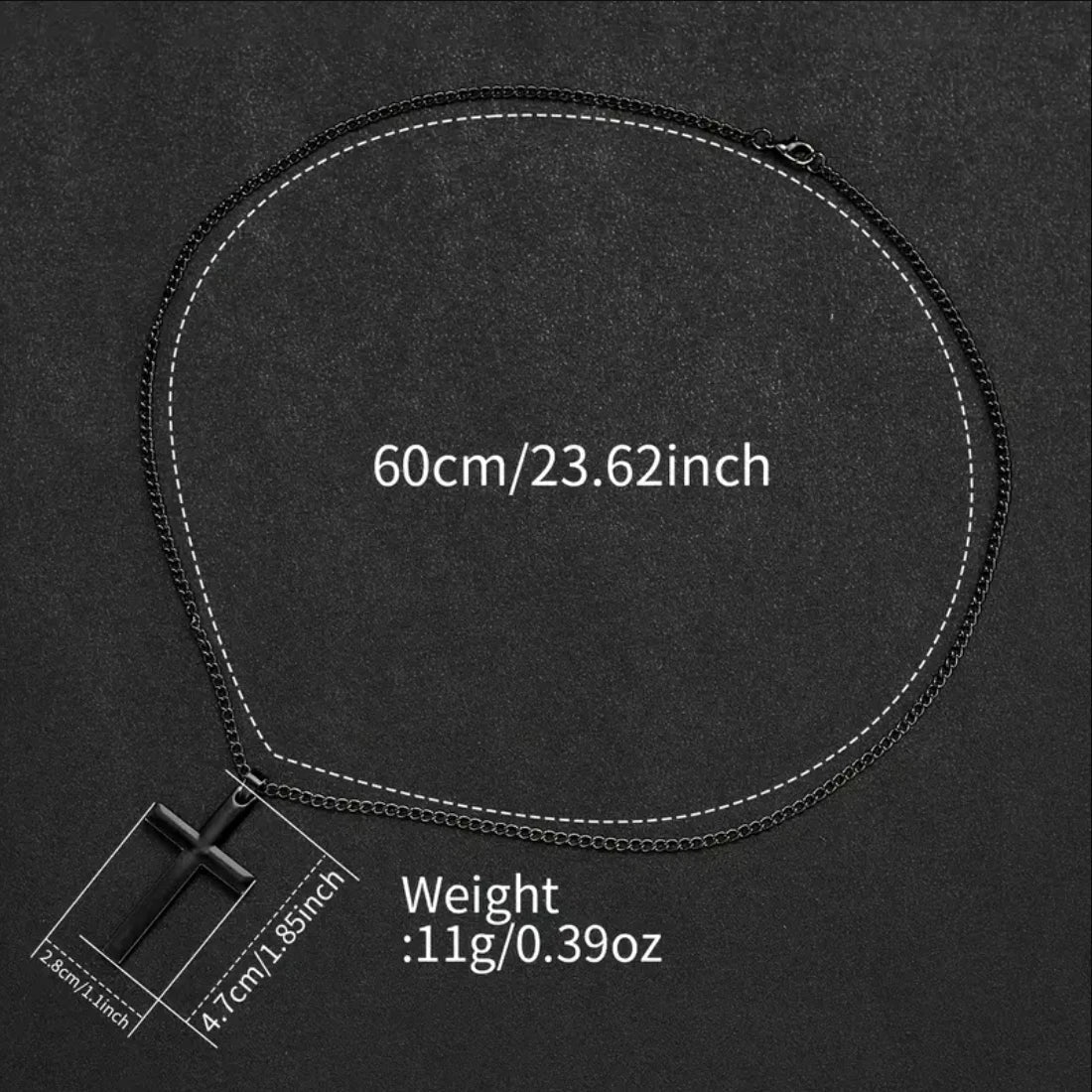 Men's All Black Octagonal Watch & Cross Necklace Set Watch & Necklace Set Qme