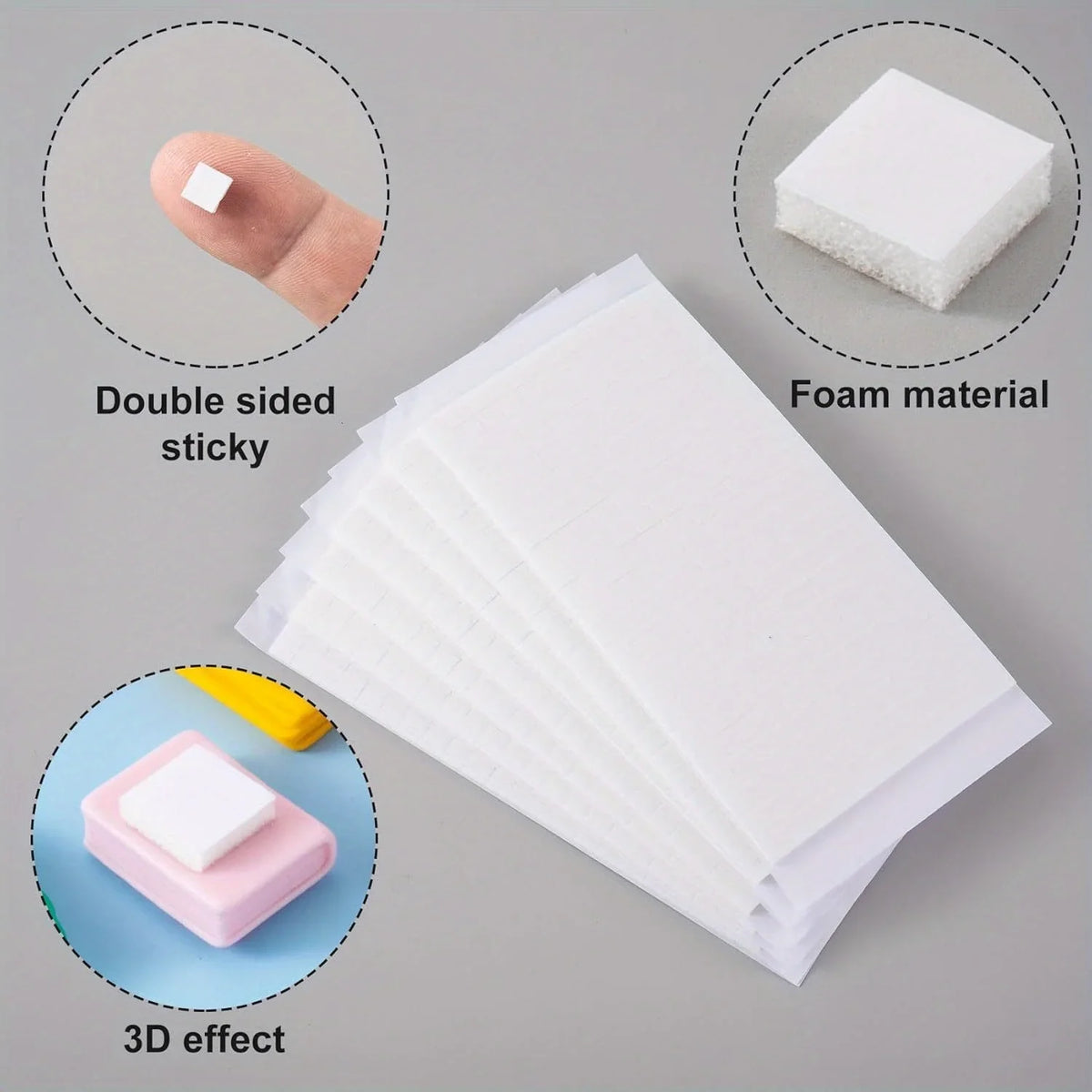 Double-Sided Foam Adhesive Dots & Squares | Pre-Cut DIY Tape Foam Craft Adhesive Qme