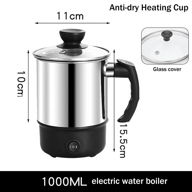 Mini Portable Electric Heating Cup Kettle – Anti-Dry-Boil Electric Travel Kettle Qst glass 11cm Anti-dry