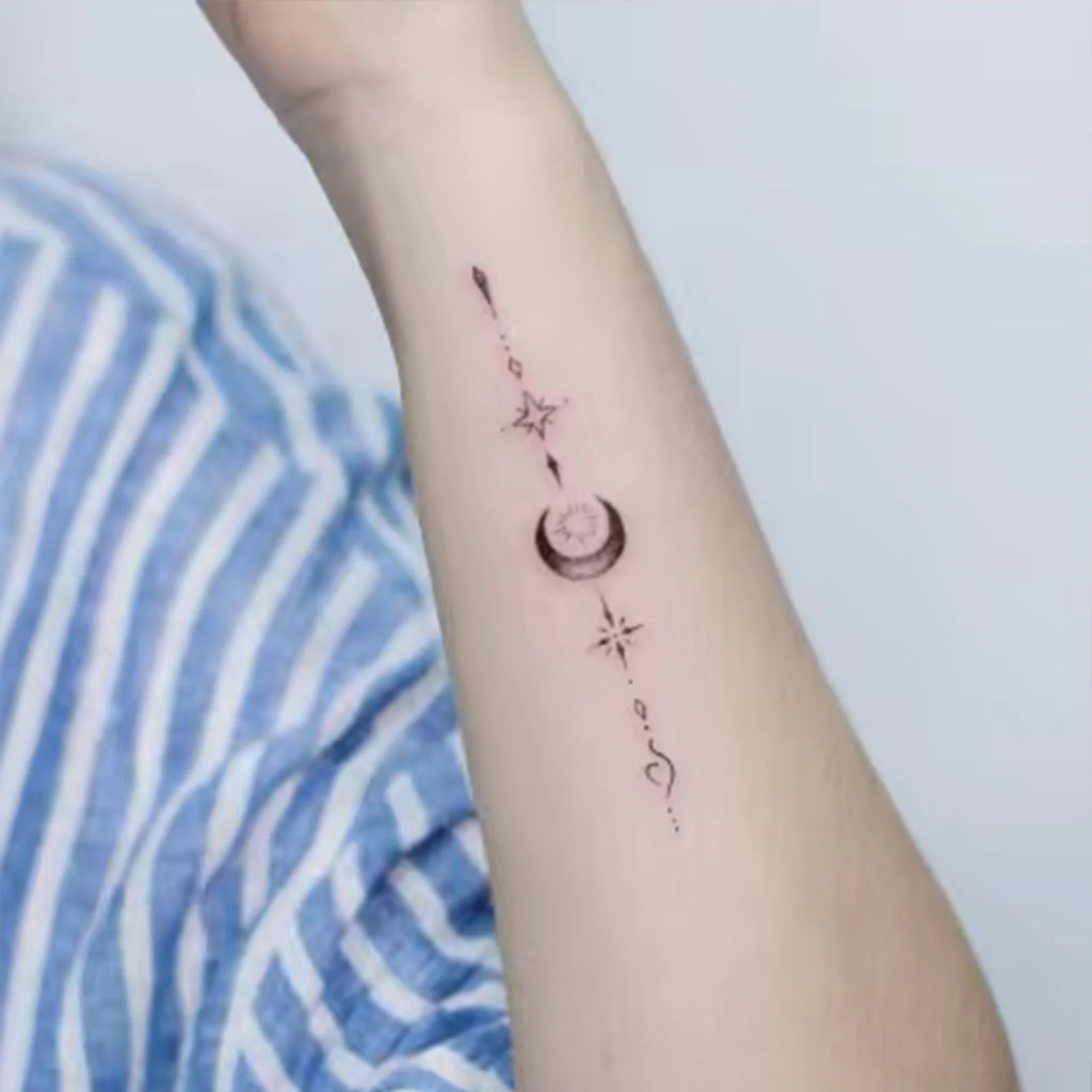 Minimalist Star & Moon Temporary Tattoo Stickers | Waterproof Temporary Tattoo Sticker Qme