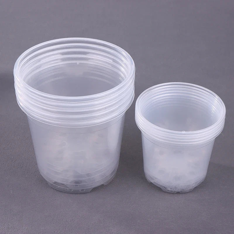 Transparent Plastic Flowerpots with Drainage Holes | 6 Sizes Clear Plastic Planter Qme
