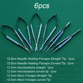 6-Pc Micro Scissors Needle Holder & Forceps Set – Stainless Precision Micro Tool Set Qme b