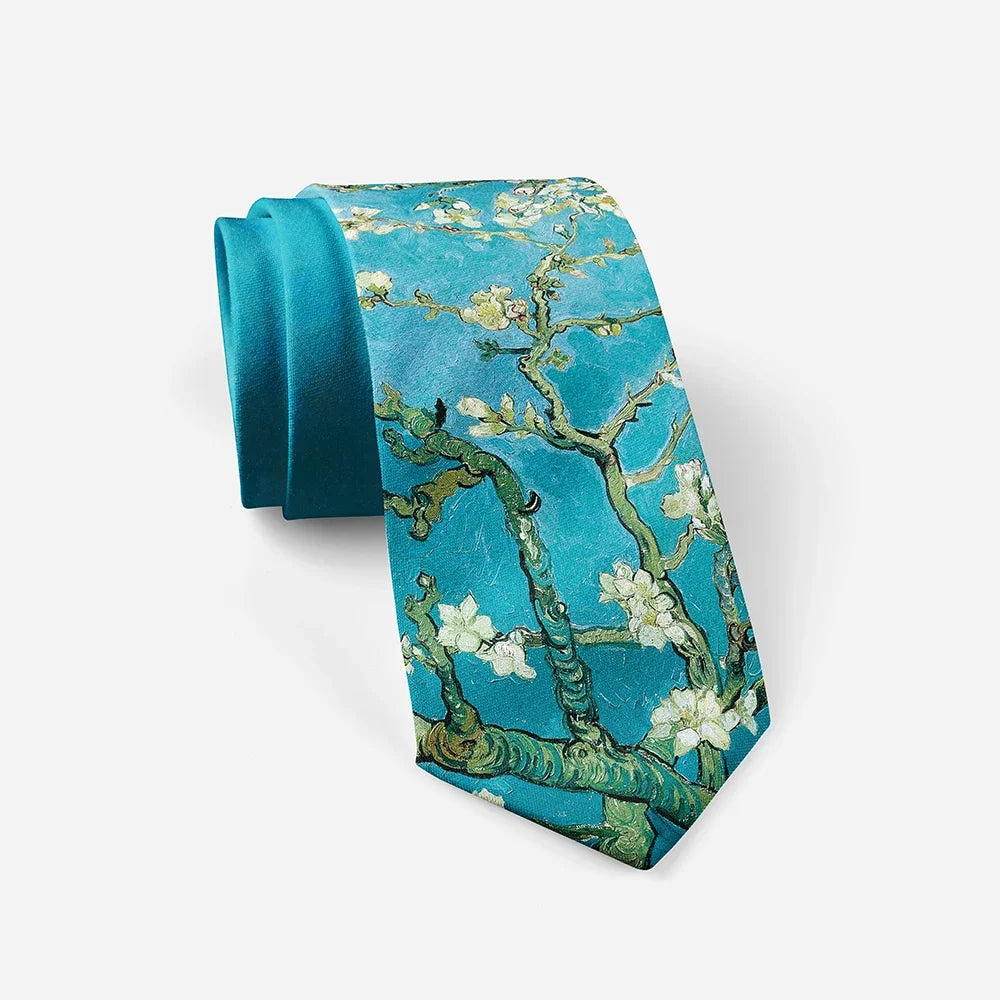 Retro Floral Oil Painting Necktie – Business & Wedding Tie Floral Print Necktie Qme