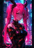 Cyberpunk Anime Girl Canvas Poster | Modern Wall Art Decor Canvas Wall Art Qst 20X30cm No Framed I