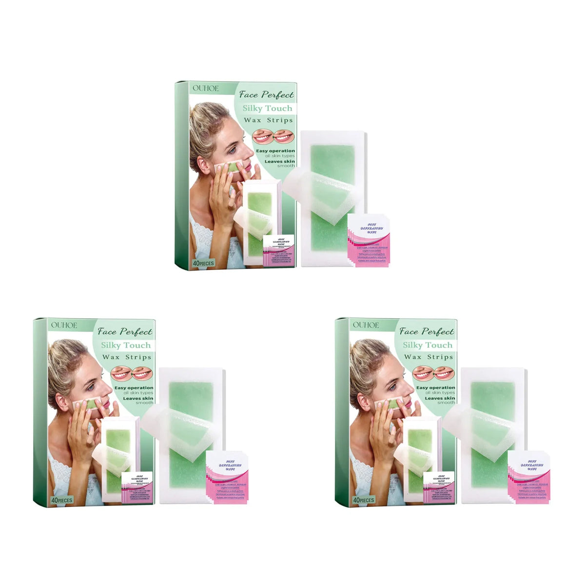 Silky Touch Facial Wax Strips – Face, Neck & Body | 40 Pack Facial Wax Strips Qme 120pcs
