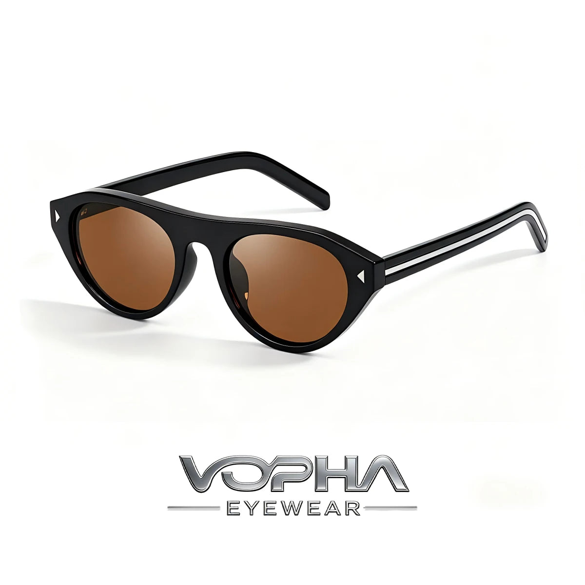 VOPHA Cat Eye Sunglasses UV400 Vintage Triangle Frame Shades Cat Eye Sunglasses Qst Black brown