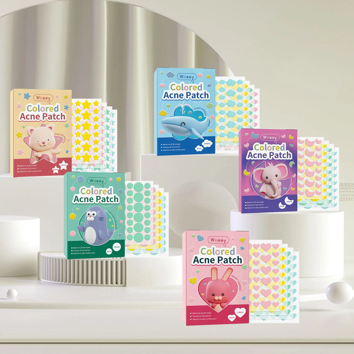 Wiieey Star Acne Patches – Colorful Pentagram Pimple Stickers Acne Patch Stickers Qst