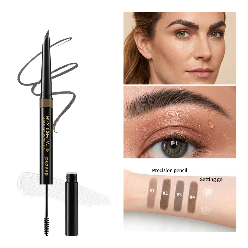 Dual-Ended Wild Brow Pencil & Setting Gel – Waterproof Eyebrow Pencil & Gel Qst