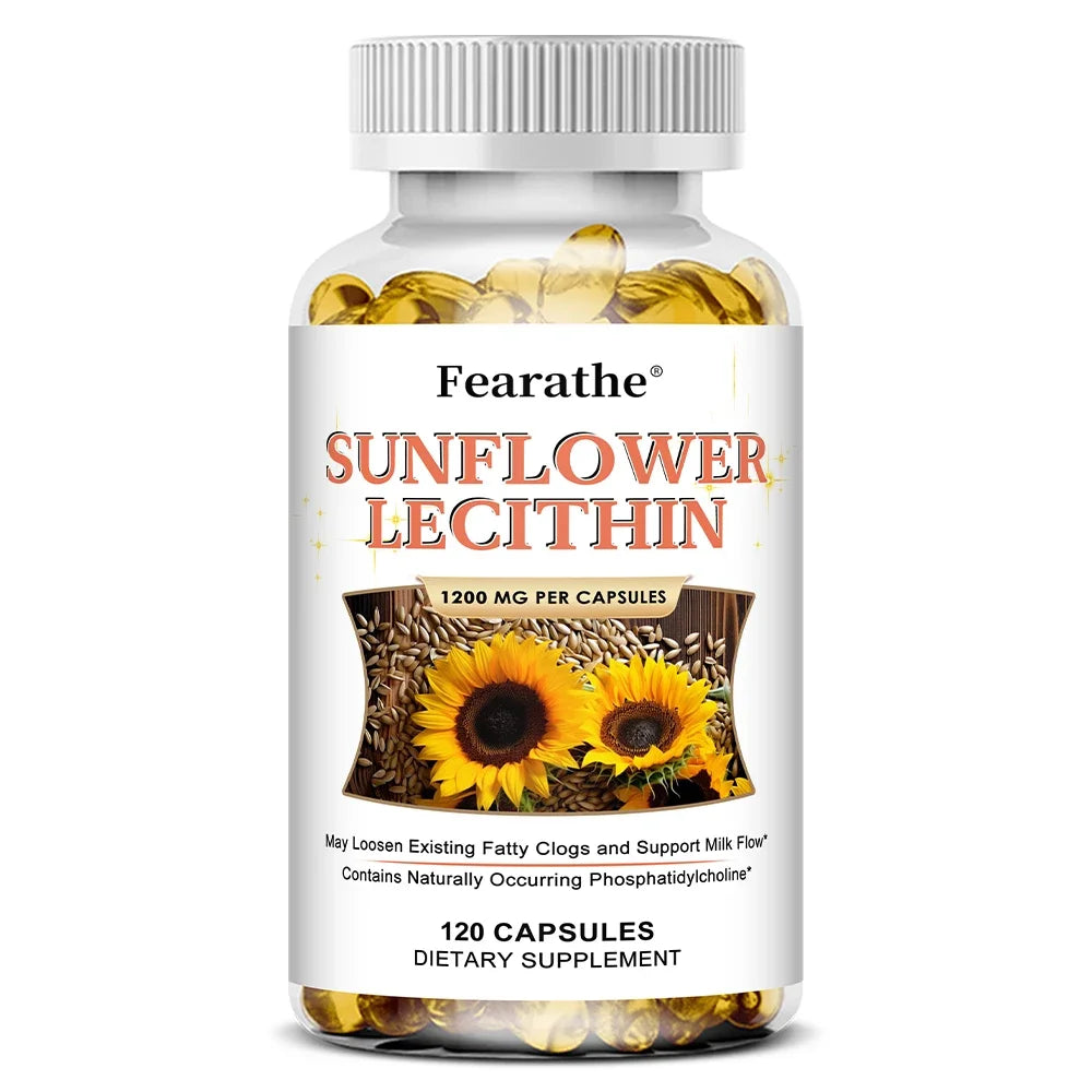 VITALXTRA Sunflower Lecithin Capsules – Brain & Liver Support Dietary Supplement Qst 120 count-1 bottle