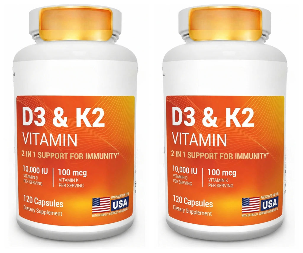 D3 K2 MK-7 Vitamin Capsules with Magnesium Zinc B6 MCT 120ct Vitamin Supplement Qst 2 Bottles