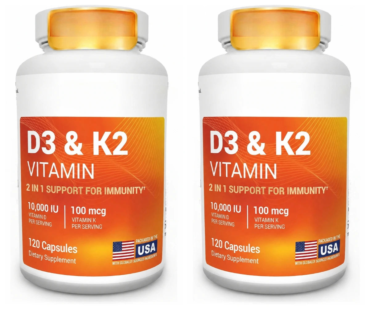 D3 K2 MK-7 Vitamin Capsules with Magnesium Zinc B6 MCT 120ct Vitamin Supplement Qst 2 Bottles