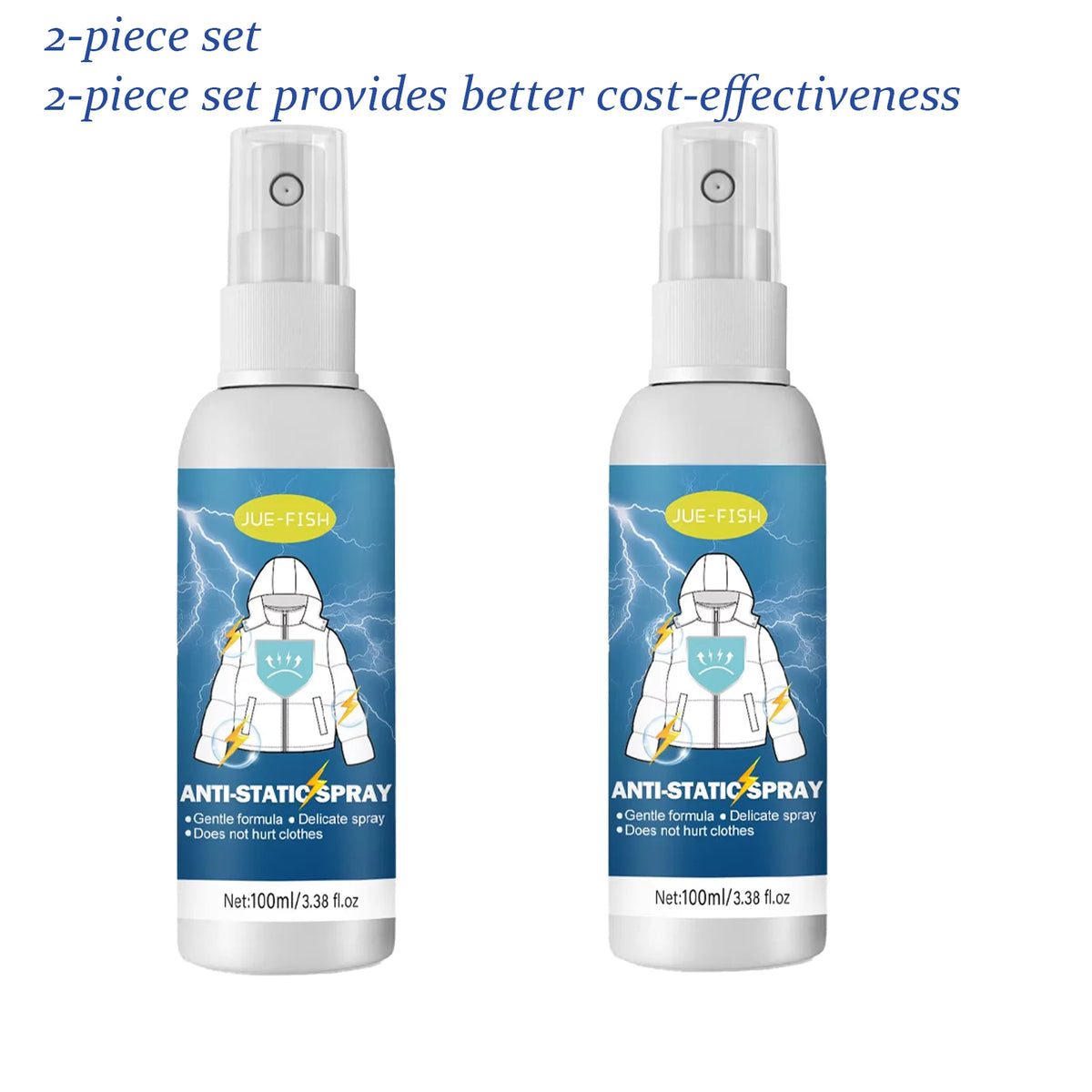Jue Fish Anti-Static Spray 100ml – Clothes, Hair & Home Anti-Static Spray Qst 100mlx2