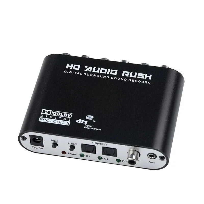 DTS AC3 Digital to Analog Audio Converter 5.1 Channel Decoder Audio Decoder Converter Qme black
