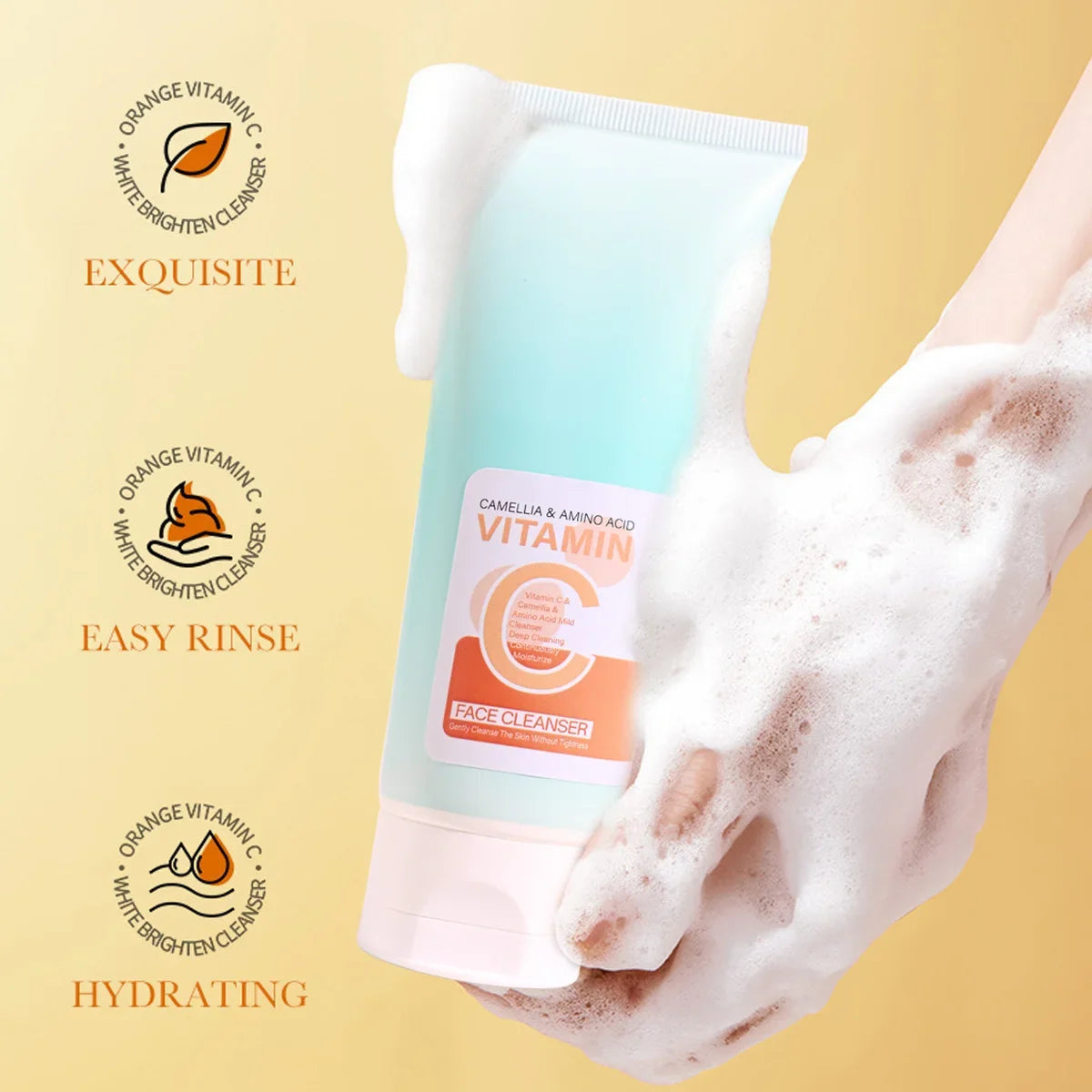 Vitamin C Facial Cleanser with Hyaluronic Acid | Qme Herbal Facial Cleanser Qme