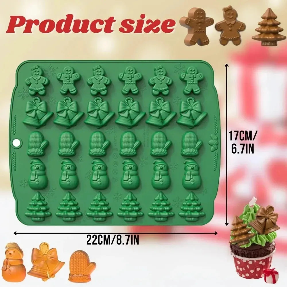 Christmas Silicone Candy Mold – Gingerbread, Tree & Snowman Silicone Candy Mold Qme