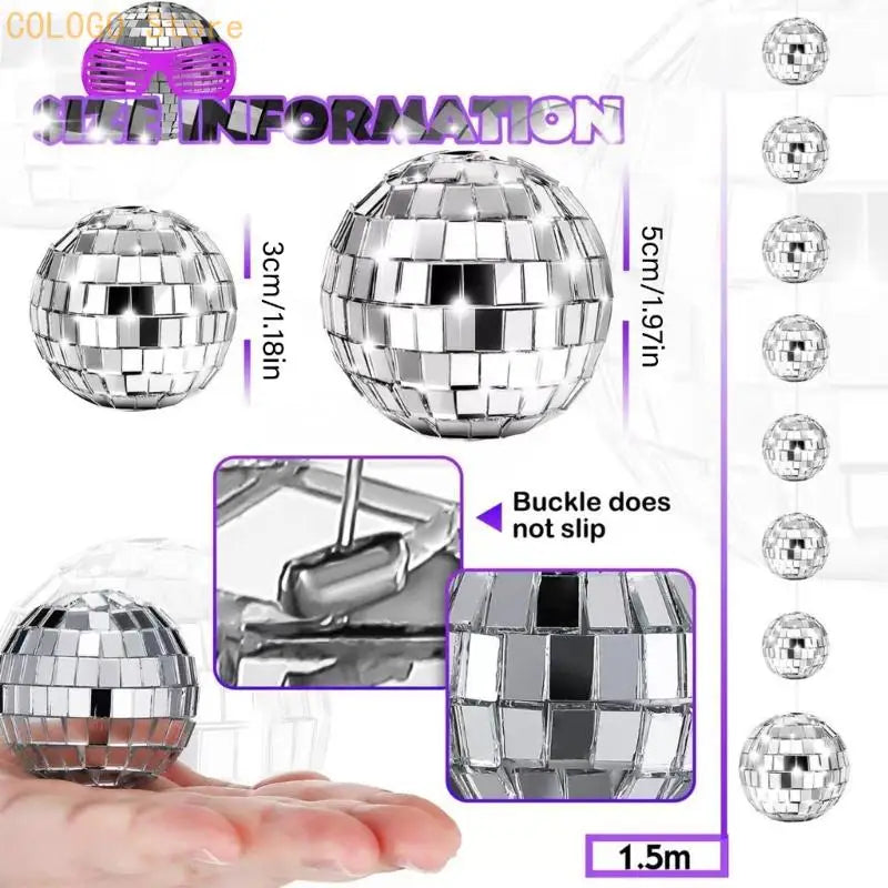 Metallic Disco Ball String Hanging Ornaments | Reflective Decor Hanging Ball Ornaments Qme