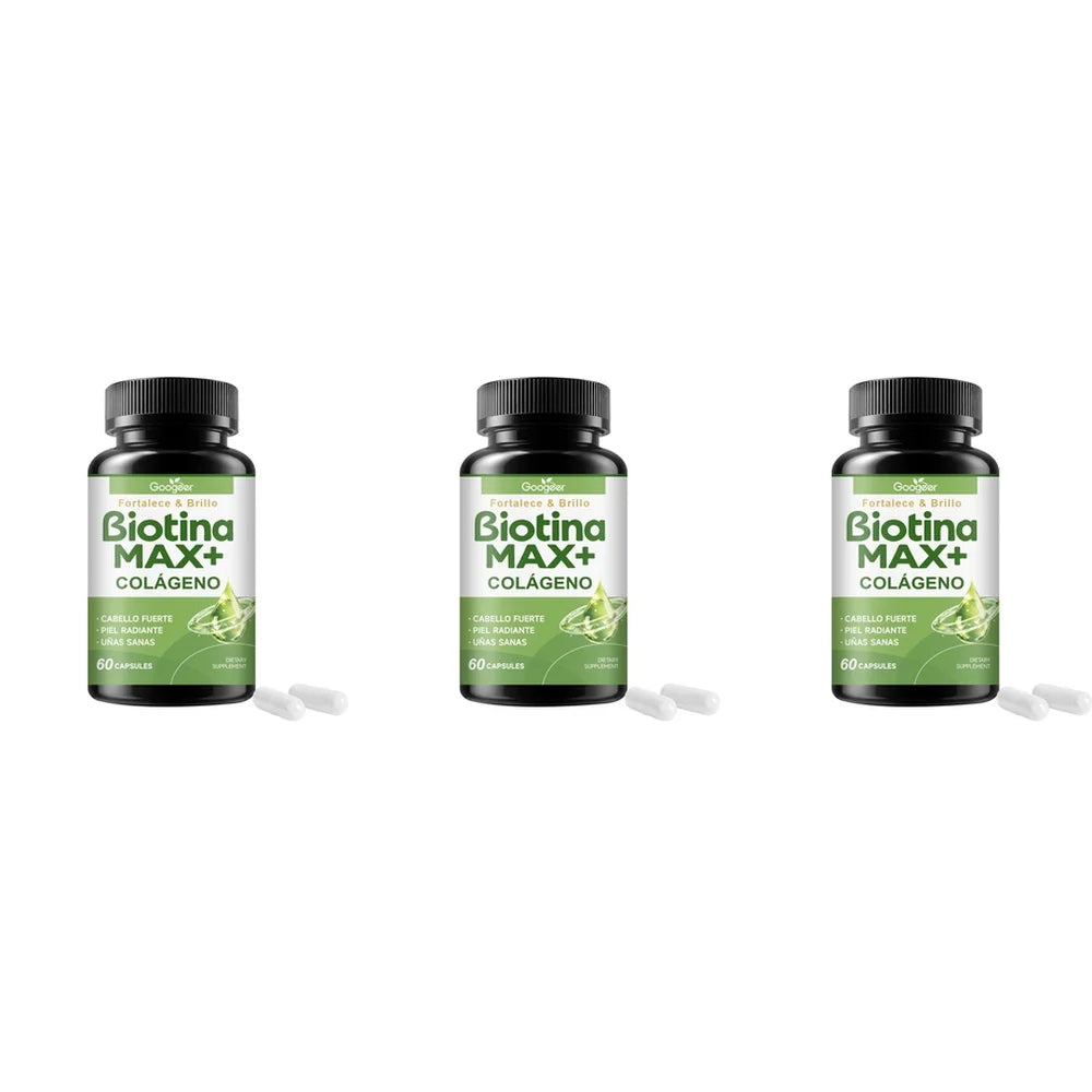 Googeer Biotin Collagen Capsules – Hair, Skin & Nail 60ct Beauty Supplement Qst 3 bottles 180 pieces
