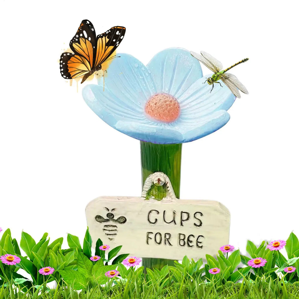 Flower Shaped Bee Waterer Feeder Cups – Colorful Garden Bee Waterer Feeder Qme