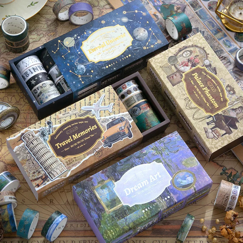18 Rolls Retro Washi Tape Set – Journaling & Scrapbooking Decorative Washi Tape Qme
