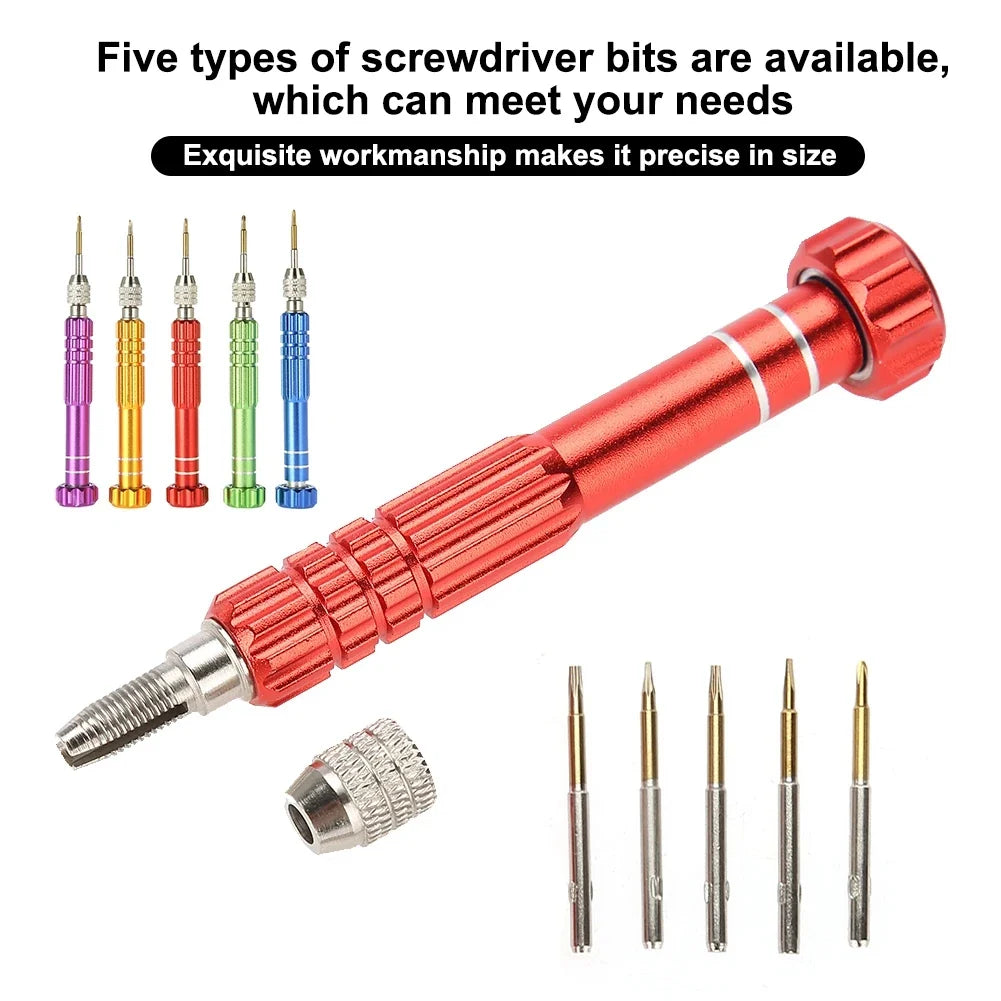 Precision Screwdriver Set – 5 Bits for Watches, Phones & Glasses Precision Screwdriver Set Qme