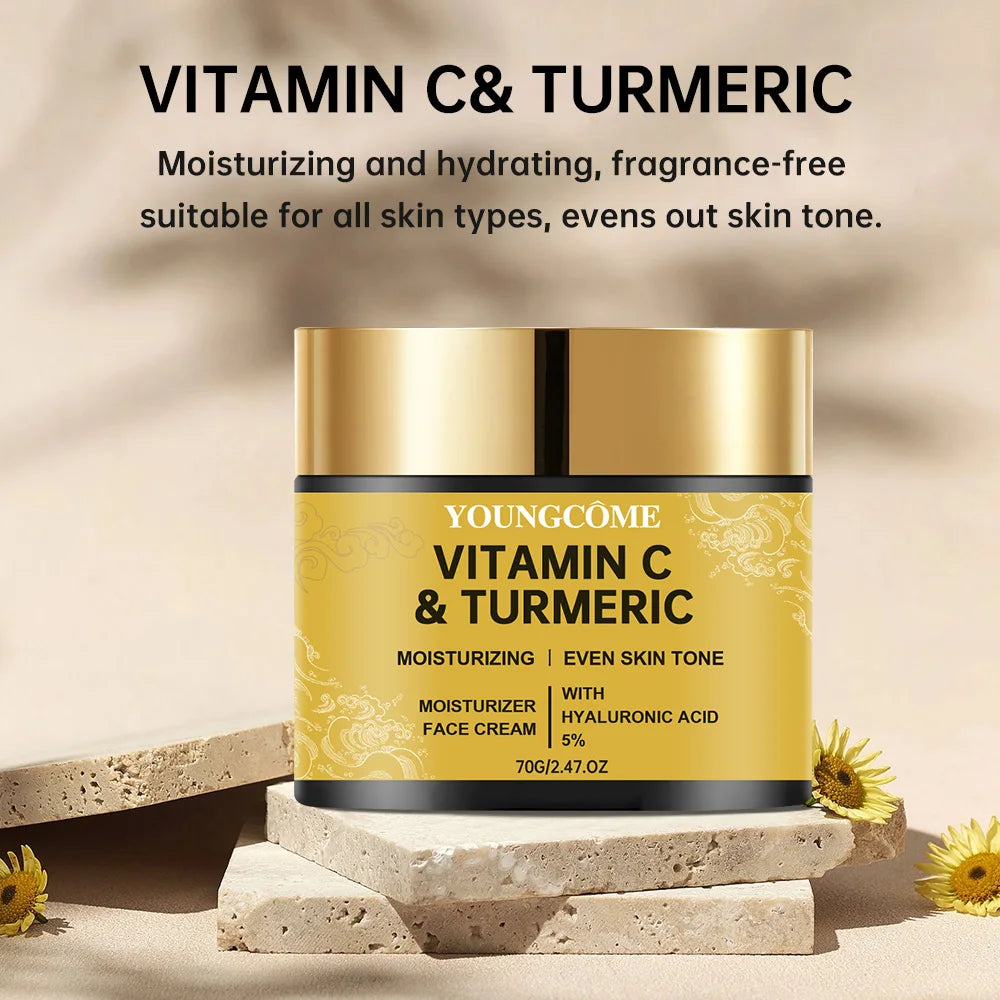 YOUNGCOME Turmeric Vitamin C Face Cream – Retinol & Hyaluronic Face Moisturizing Cream Qst