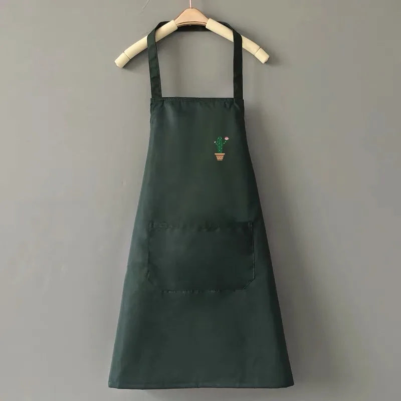 Waterproof PVC Tattoo Work Apron – Neck Strap & Pockets Work Apron Qme green