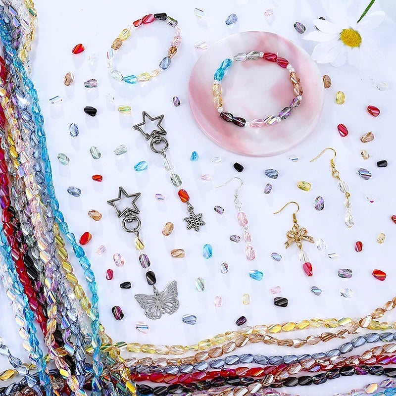 Faceted Glass Twisted AB Spacer Beads – DIY Jewelry Making Glass Craft Beads Qme