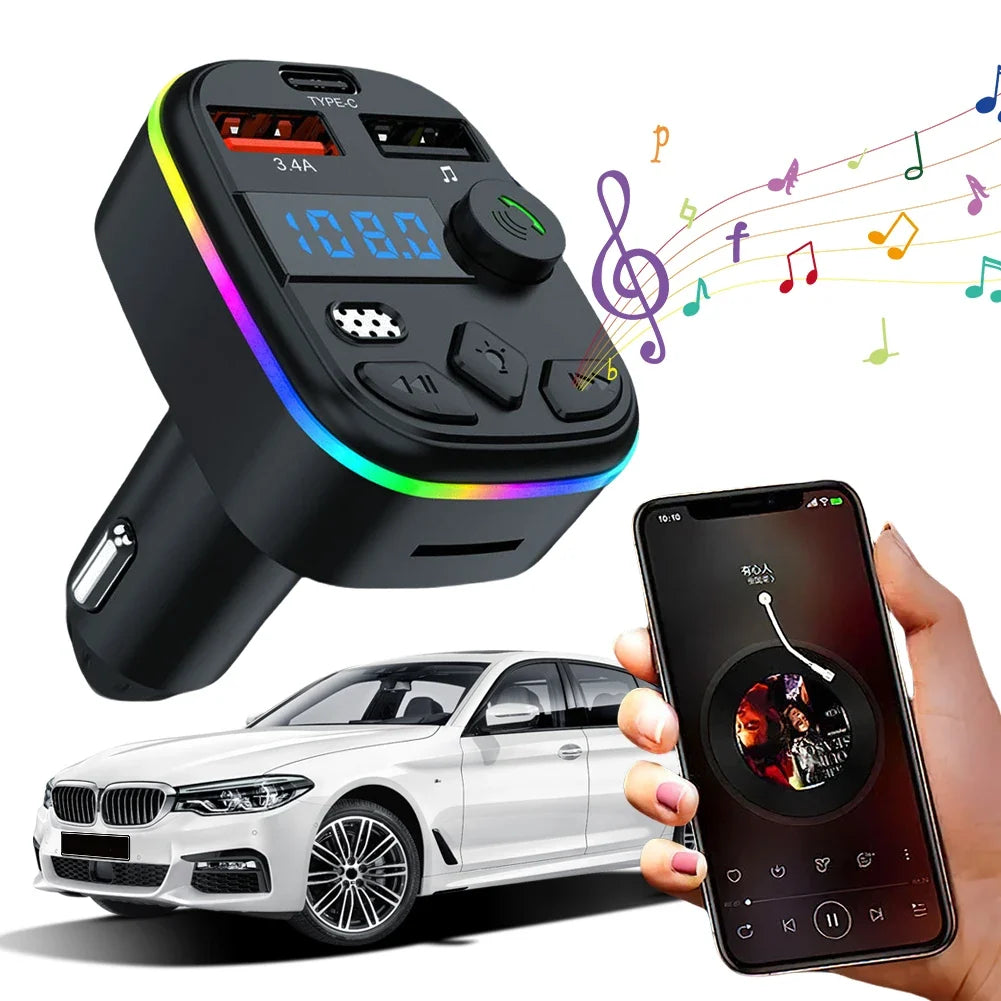 Car Bluetooth 5.3 FM Transmitter – Hands-Free MP3 Player Car FM Transmitter Qme