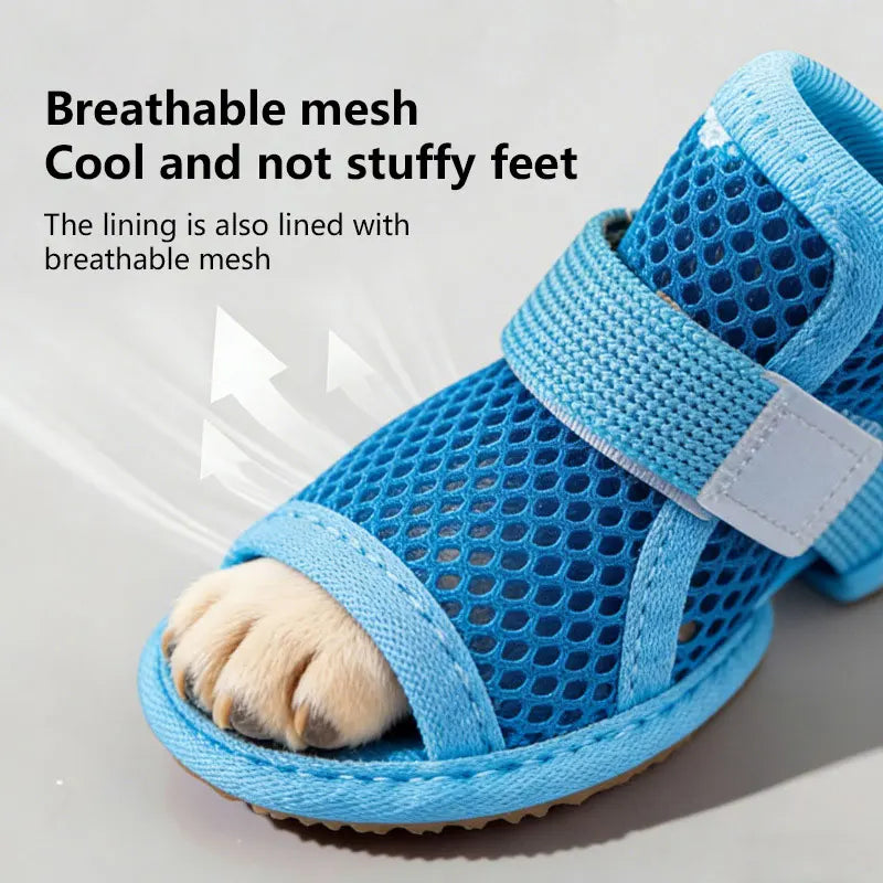 Mesh Dog & Cat Shoes – Non-Slip Soft Sole Summer Sandals 4-Pack Pet Shoes & Sandals Qst