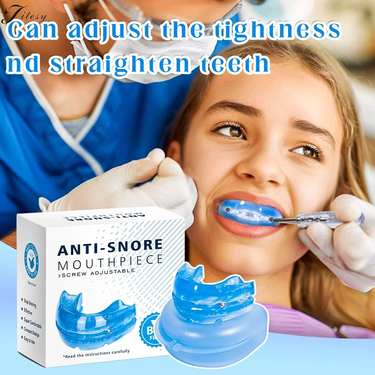 Anti-Snoring Mouth Guard with Adjustment Screws | Night Splint Anti-Snoring Mouth Guard Qst