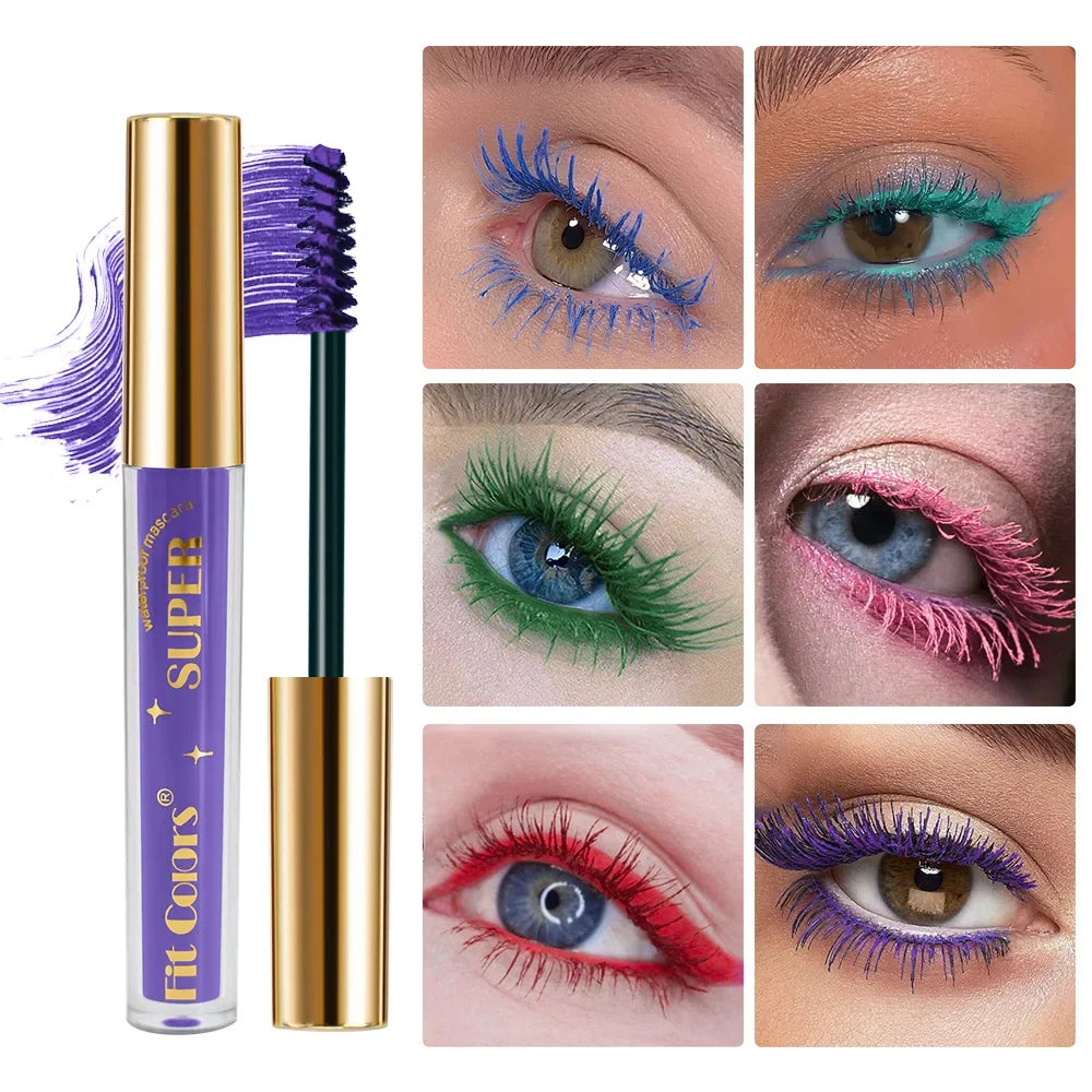 6-Color Waterproof Mascara Set – Curling, Blue & Green Shades Colored Mascara Set Qme