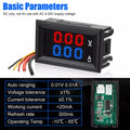 0-100V 10A Dual Display Digital Voltmeter Ammeter Panel Meter Digital Panel Meter Qme 1pc Black