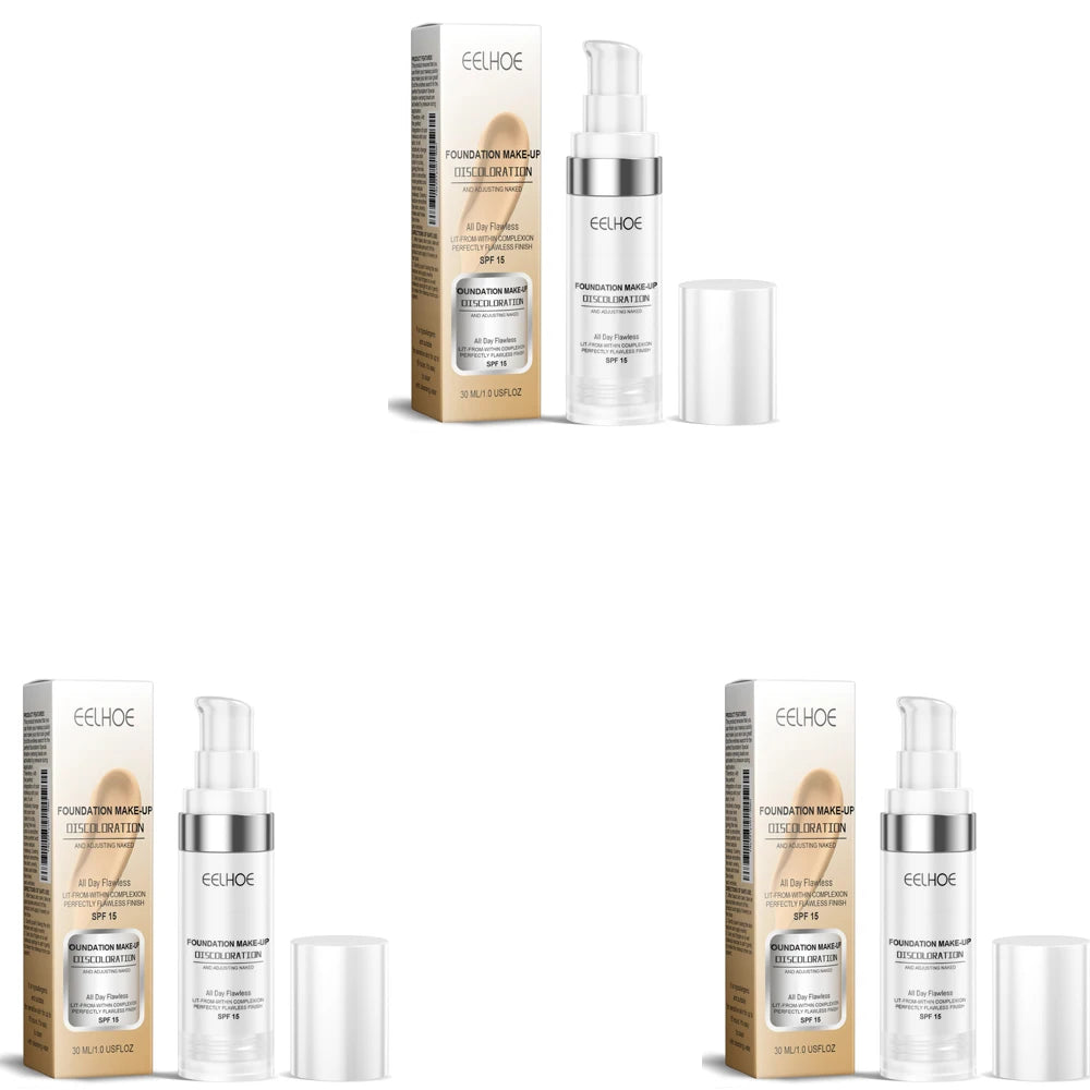 Eelhoe Color-Changing Foundation – Hydrating Longwear SPF15, 30ml Liquid Foundation Qst 3pcs