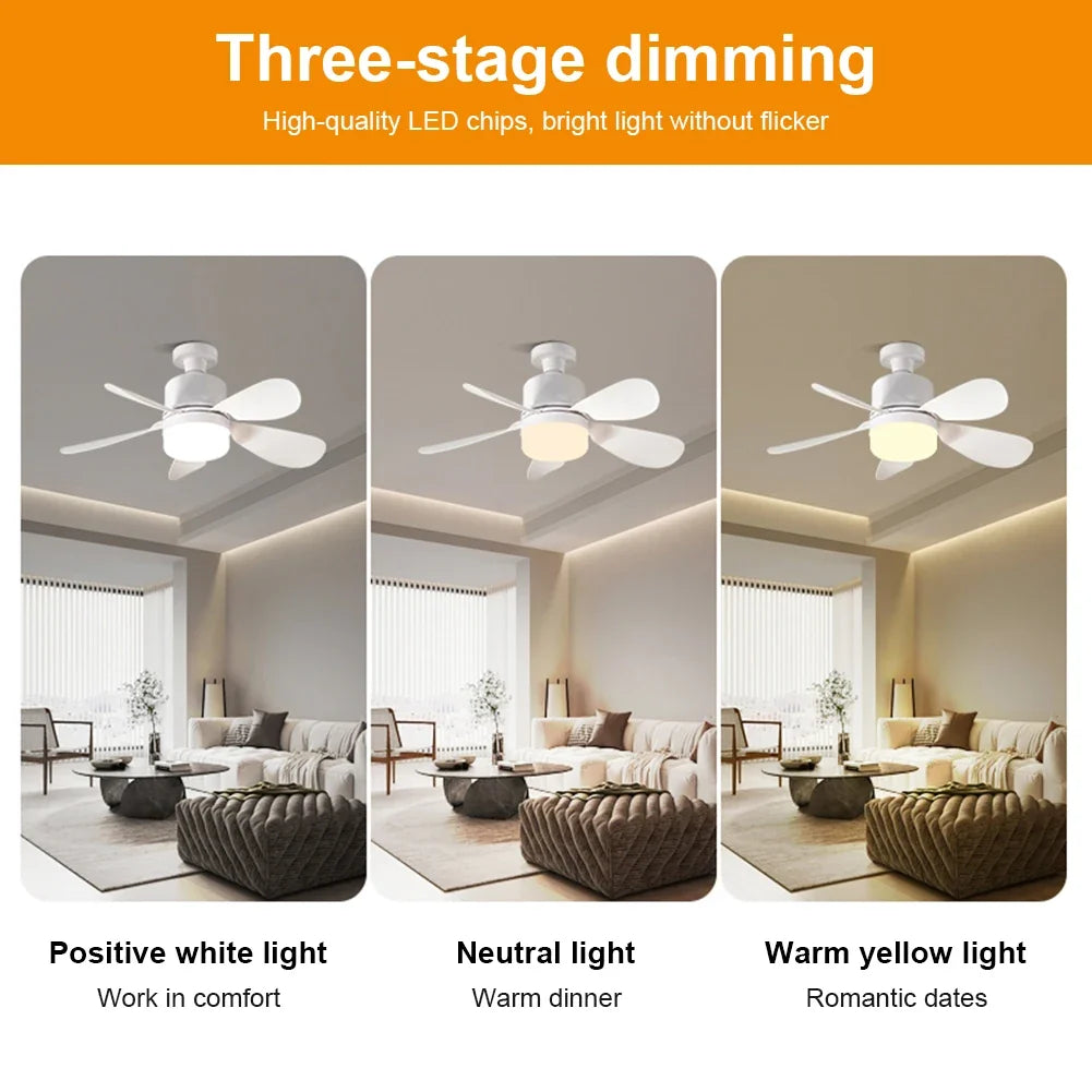 Silent Ceiling Fan with LED Light & Remote Control – E26/E27 LED Ceiling Fan Qme