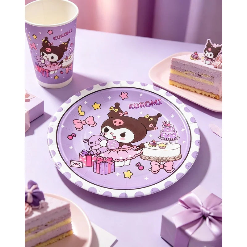Hello Kitty & Kuromi Birthday Party Disposable Tableware Set Party Tableware Set Qme