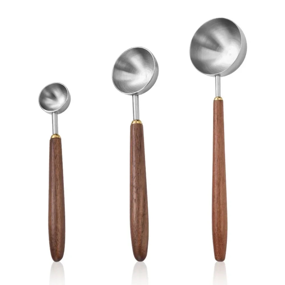 Wooden Handle Stainless Steel Coffee Scoop Measuring Spoon Coffee Measuring Spoon Qme