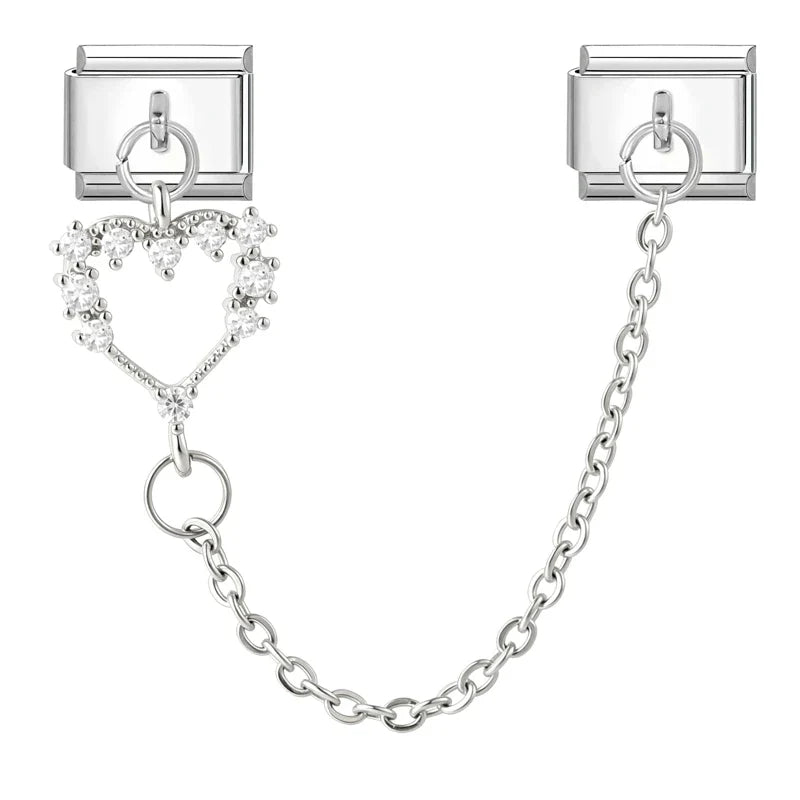 Zircon Heart Butterfly Tassel Italian Charm Links | 12 Colors Italian Charm Links Qme S 11