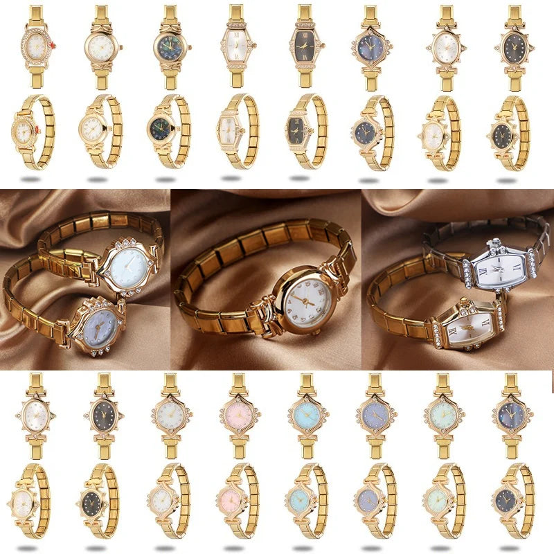 Italian Charm Square Zircon Elastic Watch Bracelet | 41 Colors Charm Bracelet Qme