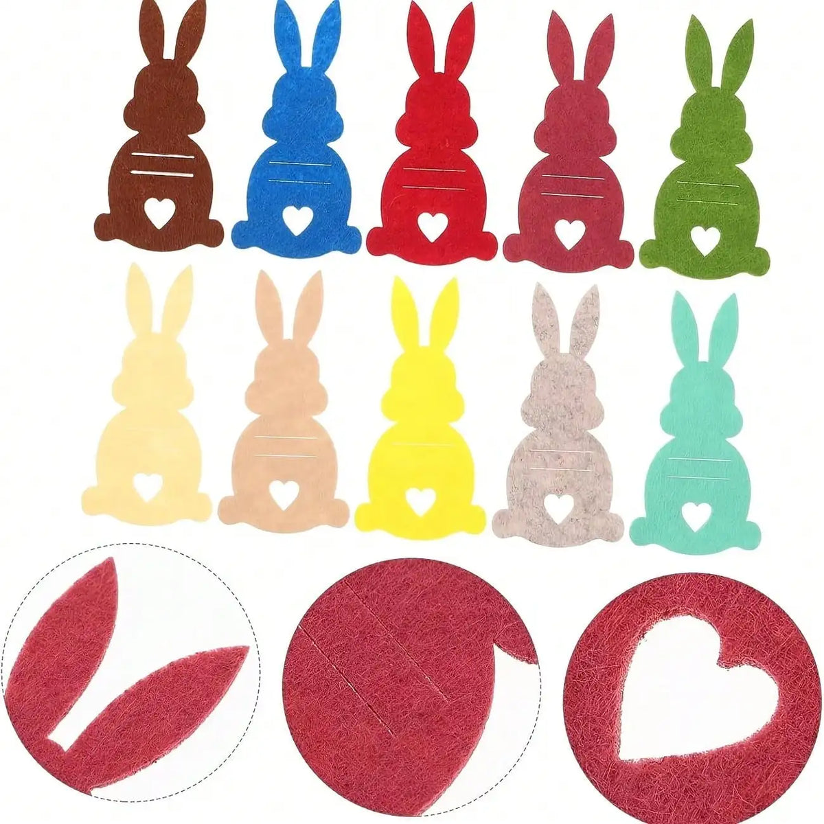 Easter Rabbit Felt Cutlery Roll Bag | Knife & Fork Organizer Cutlery Storage Bag Qme