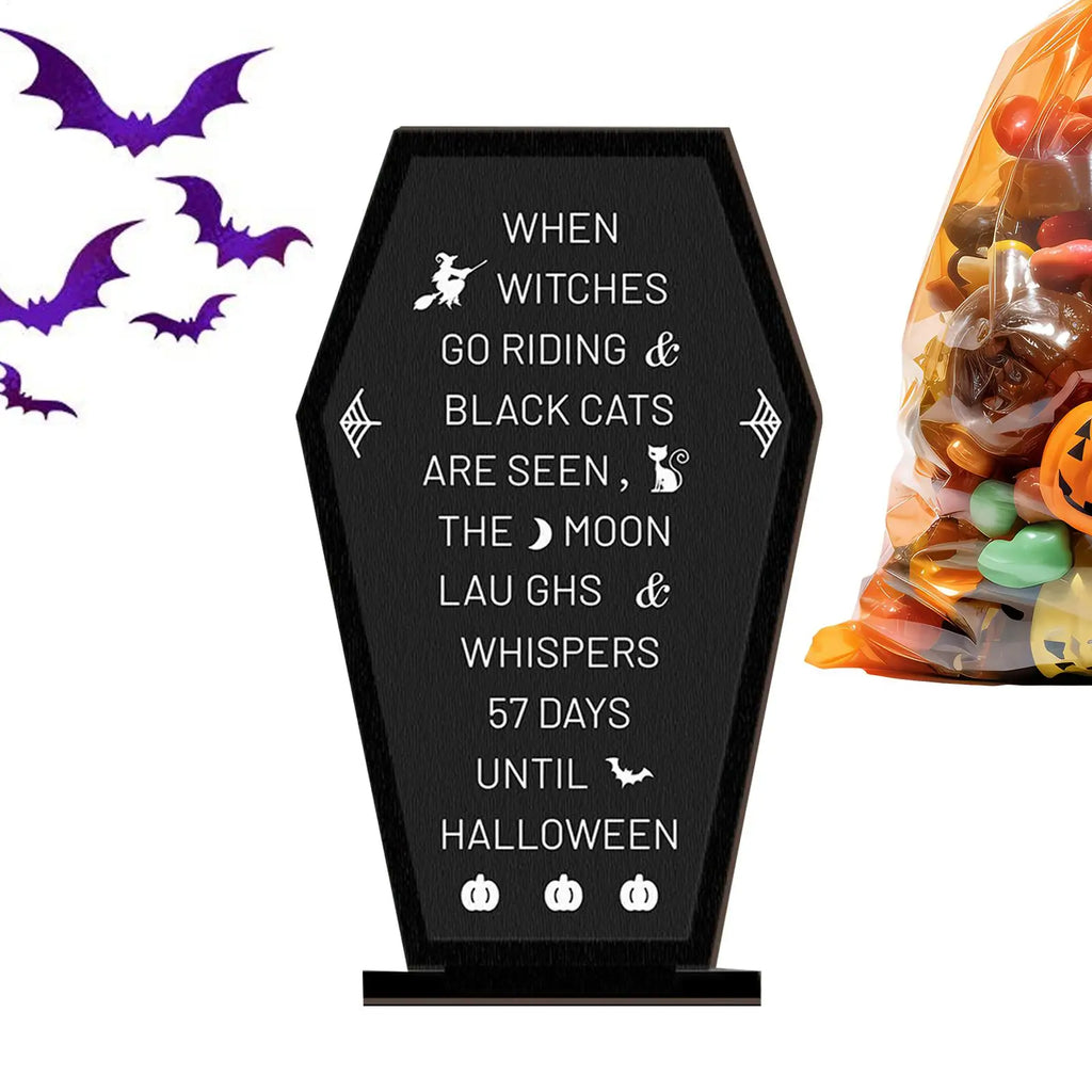 Halloween Coffin Wooden Table Sign & Message Board Display Halloween Table Decor Qme