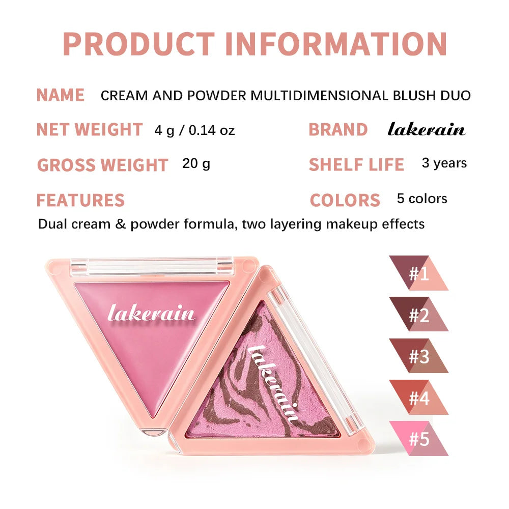 DANCHEL Two-Tone Blush Palette – Dual Cream & Powder Blush Blush Palette Qst